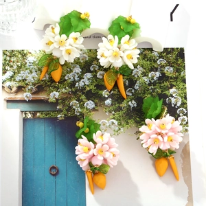 Boucles d'oreilles à fleurs faites à la main avec feuilles vertes style forêt bohème