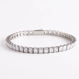 Bracciale Tennis In Acciaio Inossidabile Con Zircone Quadrato Iced Out Gioielli Di Moda Hip Hop Per Uomo E Donna