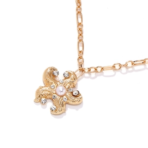 Collier vintage étoile de mer avec perles et strass sur chaîne figaro en ton doré