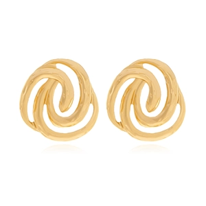 Vintage Spiral Alloy Earrings Hammered Texture Hollow Circle Geometric Studs Fashion Jewelry