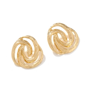Vintage golden spiral alloy earrings with hammered texture and hollow vortex design