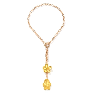 Collier En Alliage Rétro Français Avec Pendentifs Grenouille Et Fleur Fermoir À Bascule Bijoux En Or Vintage Femme