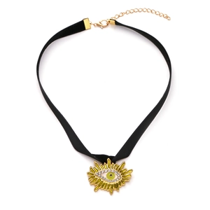 Collier Choker Œil Du Mal Ruban Velours Alliage Zinc Émail Strass Pendentif Bijoux Gothiques Rétro Femmes Ajustable