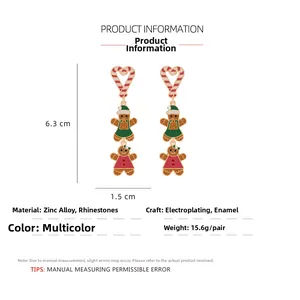 Spécifications de taille détaillées pour boucles d'oreilles bonhomme de pain d'épices