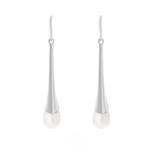 Boucles D Oreilles Pendantes Élégantes En Alliage Barre Métallique Fine Künstliche Perle D Imitation Goutte Style Minimaliste Moderne
