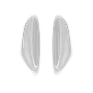 Pair of ergonomic clear silicone heel pads with shock absorption for comfortable shoe wear