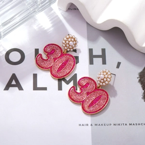 Boucles d'oreilles 30 en émail avec perles et paillettes pour fêtes d'anniversaire
