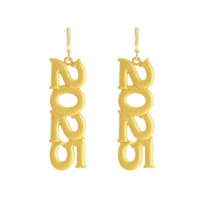 Chic matte gold 2025 numerical drop earrings for New Year festive fashion and style
