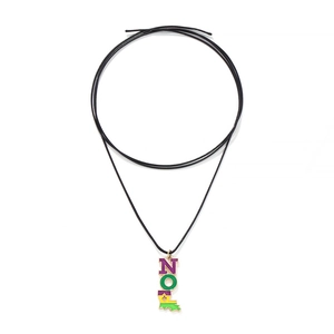 Mardi Gras NOLA Pendant Necklace Alloy Enamel Louisiana State Map Fleur-de-lis Adjustable Black Wax Cord Fashion Jewelry