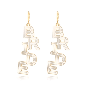 Westliche Mode Braut Buchstaben Ohrringe Legierung Emaille Vergoldet Lange Ohrringe Für Hochzeit Junggesellenabschied Schmuck