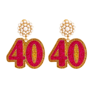 Boucles D'oreilles Pendantes Pour Anniversaire Avec Grappe De Künstliche Perles Et Émail Pailleté Alliage De Zinc Pour Femme Célébration