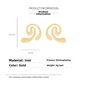 Détail de boucles d'oreilles spirales irrégulières montrant dimensions et poids de 5g
