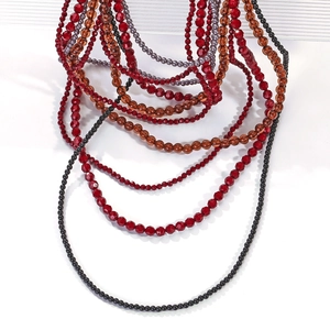 Macro view of multi-layer beaded necklace featuring mixed resin and glass crystals