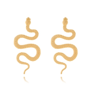 Vintage Alloy Snake Serpent Long Drop Earrings Curved Textured Scales Animal Style Fashion Accessories Aesthetic