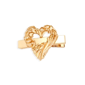 Minimalist golden heart hair clip with textured lava design and polished metallic finish