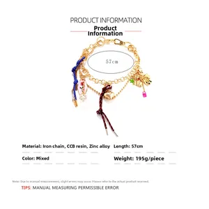 Detailed view of multilayer necklace with heart and flower charms on a white background