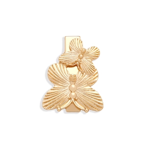 Barrette papillon en alliage doré avec ailes texturées 3D et une finition métallique chic