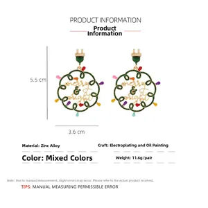 Tableau des dimensions des boucles d'oreilles couronne de Noël en alliage de zinc