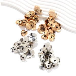 Chunky handmade metal flower petal earrings in gold and silver finish for women