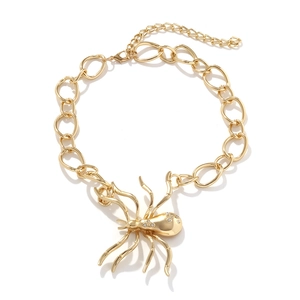 Exaggerated Spider Pendant Necklace With Zinc Alloy Chunky Chain And Rhinestones Gothic Vintage Jewelry For Women