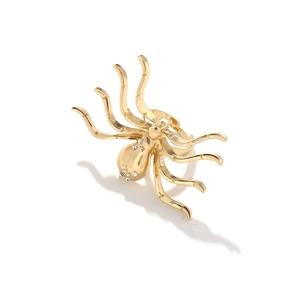 Dramatic gold spider ring with full diamond accents and lifelike articulated legs