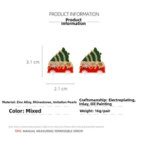 Spécifications de taille pour boucles d'oreilles bus de Noël avec strass