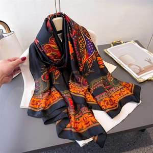 Pfauen Paisley Muster KunstSatin Schal Leichter Satin Großer Schal Wrap Für Frauen Sommer Strand Seidig Mode Accessoire