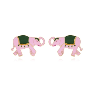 Boucles D Oreilles Éléphant Alliage De Zinc Émail Rose Animal Mignon Bijoux De Mode Pour Femmes
