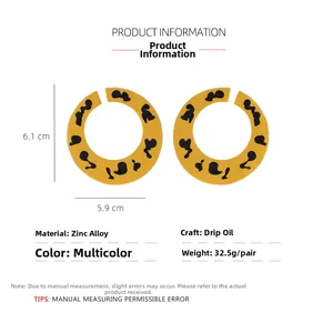 Tableau des tailles détaillé des boucles d'oreilles créoles en alliage émaillé jaune et noir