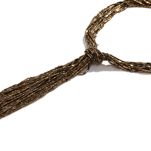 Handmade multi-layer beaded tassel necklace with metallic glass tubes in vintage bronze