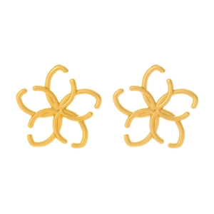 Exaggerated gold hollow flower earrings with matte finish and geometric petal design
