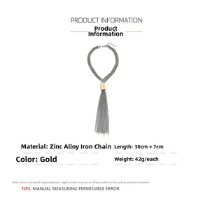Detail specifications of multi-strand tassel necklace in zinc alloy and iron chain