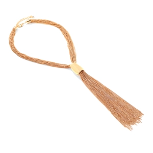 Statement multi-strand gold chain tassel necklace with layered long fringe design