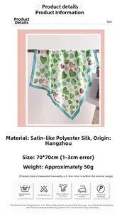 Dettagli sul materiale e istruzioni per la cura del foulard in raso di seta da 70 cm