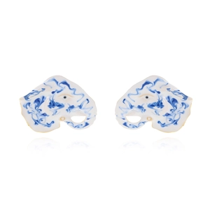 Elephant Stud Earrings Alloy Enamel Animal Head Blue White Marble Texture Fashion Women Artistic Drip Oil Jewelry