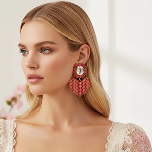 Boucles D'Oreilles Pendantes Cœur Pixel Avec Alliage Et Strass Et Tiges En Acier Inoxydable Bijoux Pour Femmes