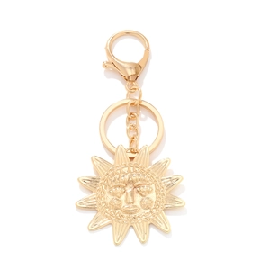 Golden alloy sunflower face keychain with lobster clasp for women bag charms