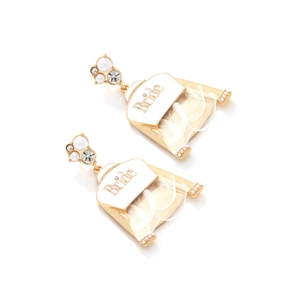 Boucles d'oreilles robe de mariée faites main avec jupe en tulle blanc, perles et cristaux
