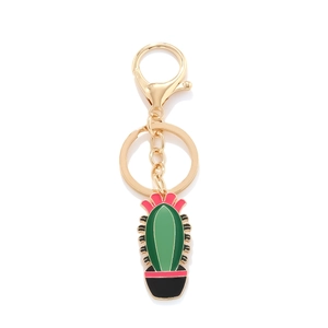 Porte-Clés Cactus Alliage Zinc Émail Pendentif Plante Fleur Charme De Sac Pour Femmes Enfants Anneau De Clé Mousqueton