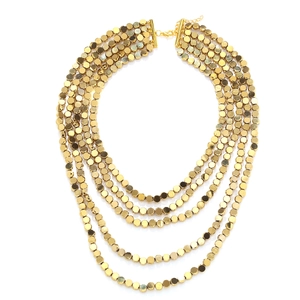 Vintage Multi Layer Beaded Necklace Waterfall Gold Metal Faceted Chain Long Clavicle Fashion Jewelry For Women