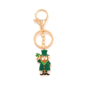Emaille Kobold Schlüsselanhänger Zinklegierung St Patrick Day Glücksklee Anhänger Festlicher Cartoon Taschenanhänger