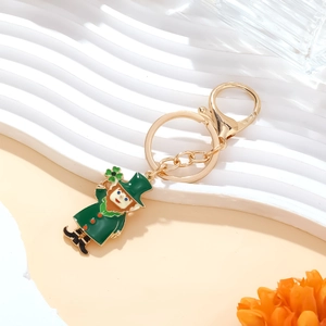 St. Patrick's Day Schlüsselanhänger mit grünem Kobold und orangefarbenem Bart Anhänger