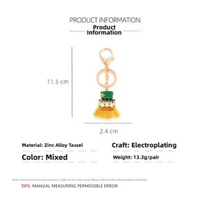 Detail view showing St. Patrick's Day keychain dimensions and green gnome charm components