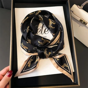 Leopard Print Skinny Scarf Layered Satin Polyester Neck Tie Elegant Fashion Accessory For Women Hair Bag Decorative