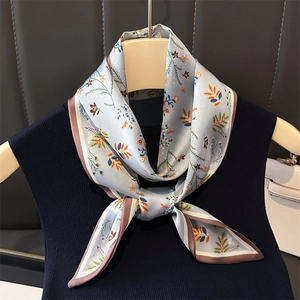 Foulard Étroit En Satin Imprimé Floral Élégant Ruban Soyeux Pour Cheveux Et Cou Accessoires De Mode Femme
