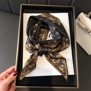 Écharpe Mince Pour Femmes Motif Paisley Texture Satinée Cravate Étroite Ruban À Cheveux Mode Pour Le Quotidien