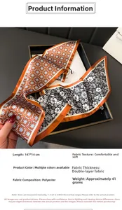 Écharpe étroite en polyester avec motifs géométriques et floraux dans un coffret cadeau