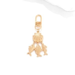 Ocean Shell Fish Pendant Keychain Gold Plated Zinc Alloy Beach Style Marine Charm For Women Girls