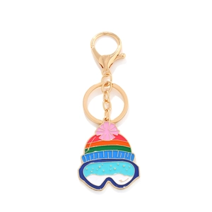 Kreative Skimütze Und Skibrille Schlüsselanhänger Zinklegierung Emaille Regenbogen Pompon Taschenanhänger Wintersport Liebhaber Geschenk