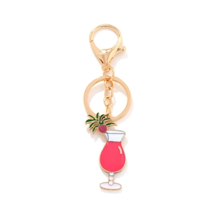 Cocktail Glas Schlüsselanhänger Emaille Tropisches Getränk Tasche Anhänger Metall Zinklegierung Sommer Urlaub Charm Für Damen Herren